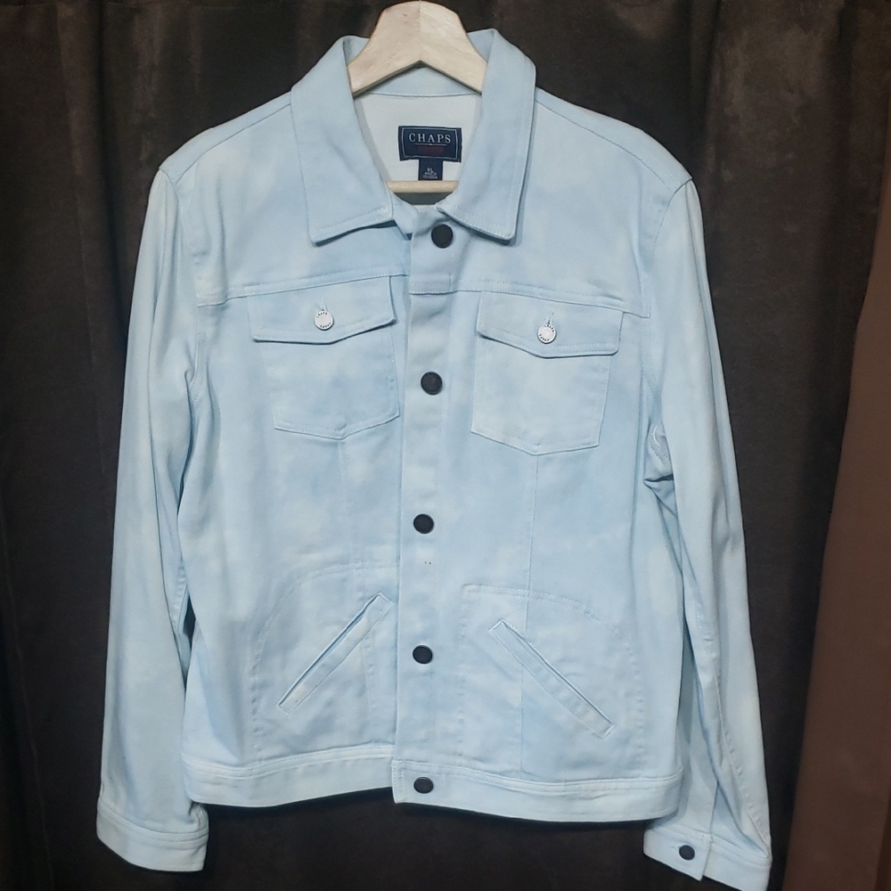 Chaps Demin Sky Blue Women's Shirt Jacket Cotton Flastane Button